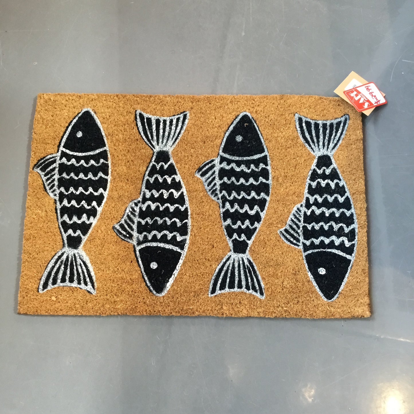 Outdoor welcome doormat blue fishes
