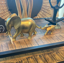 Load image into Gallery viewer, Mother &amp; Son Golden Resin Elephants
