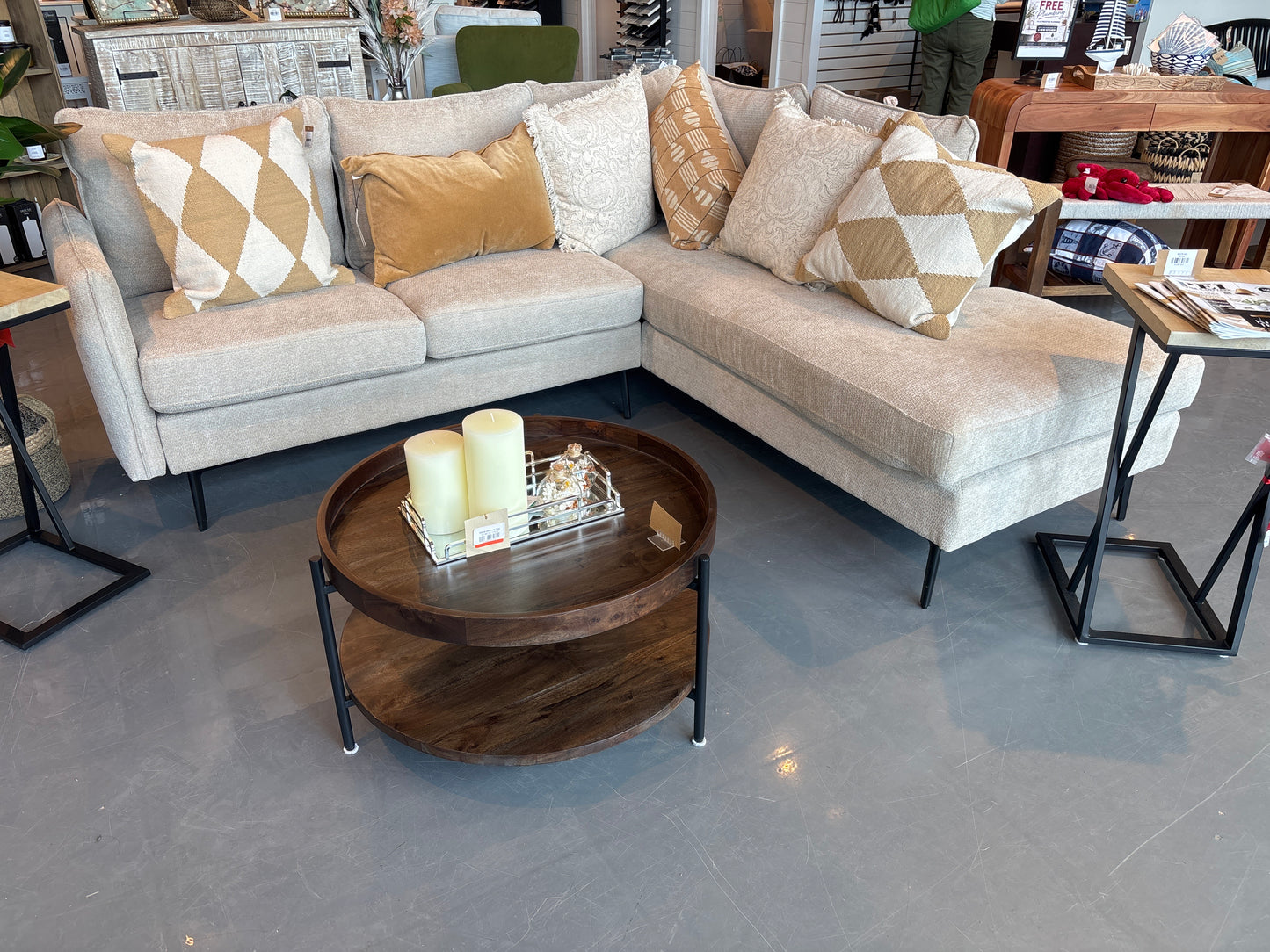 L/Arm Facing-Beige Fabric Sectional