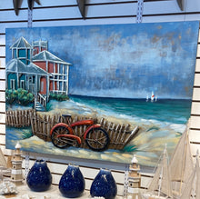 Load image into Gallery viewer, Red Bicycle by the sea 3D Metal Painting
