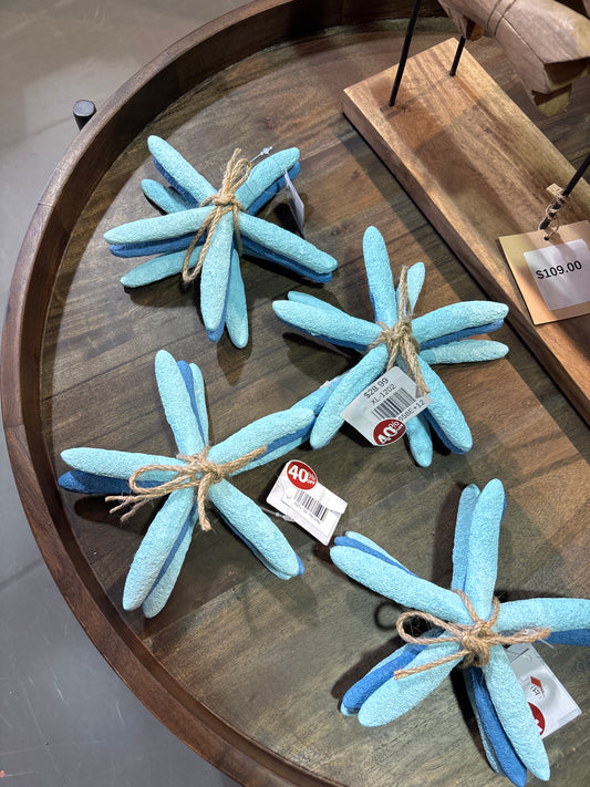 decorative aqua blue starfish (set of 3)