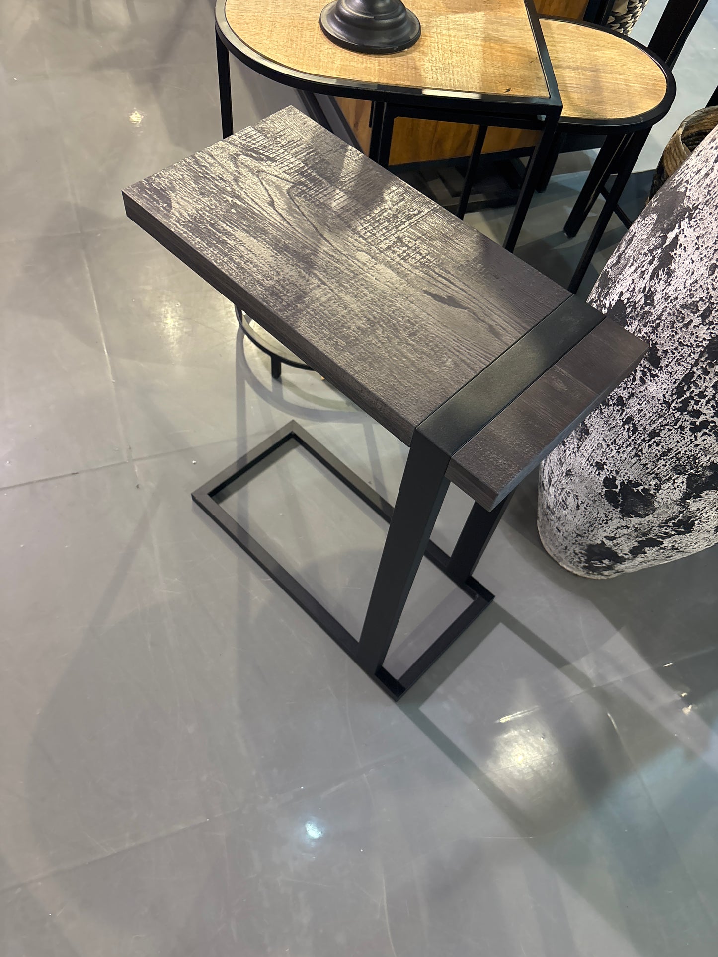 C-Shape Black Reclaimed Wood-Look