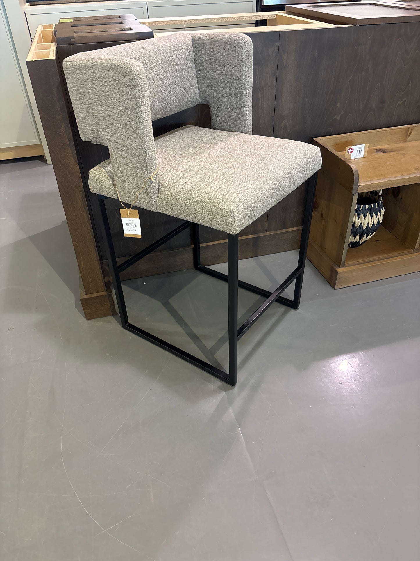 36'H Brown Fabric Counter Height Stool