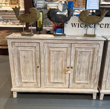 Load image into Gallery viewer, Waves 3 door Distressed white wash sideboard
