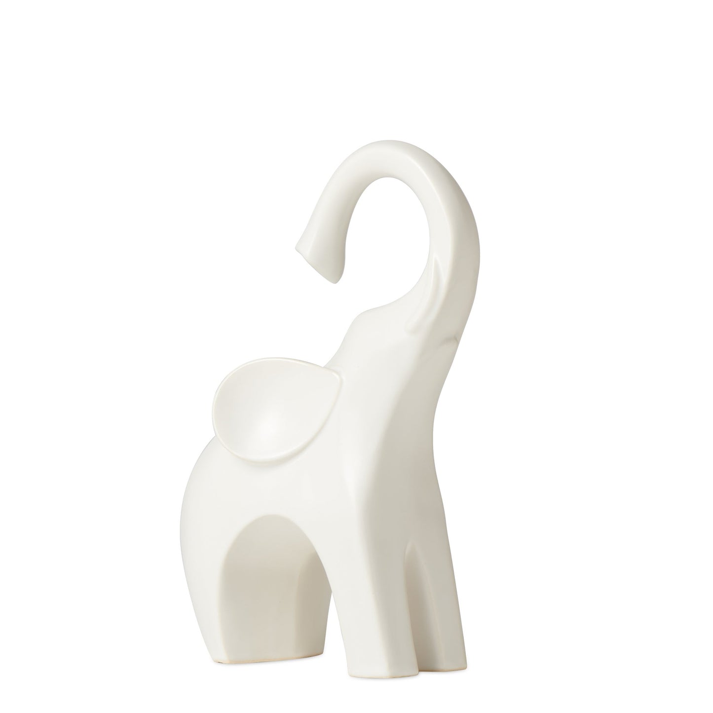 Whimsical Elephant 8.5h" Ceramic Decor Sculpture - Matte White