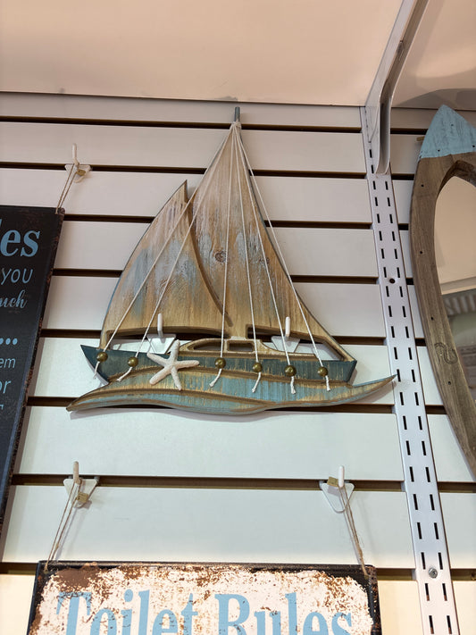 polyresin sail boat wall decor