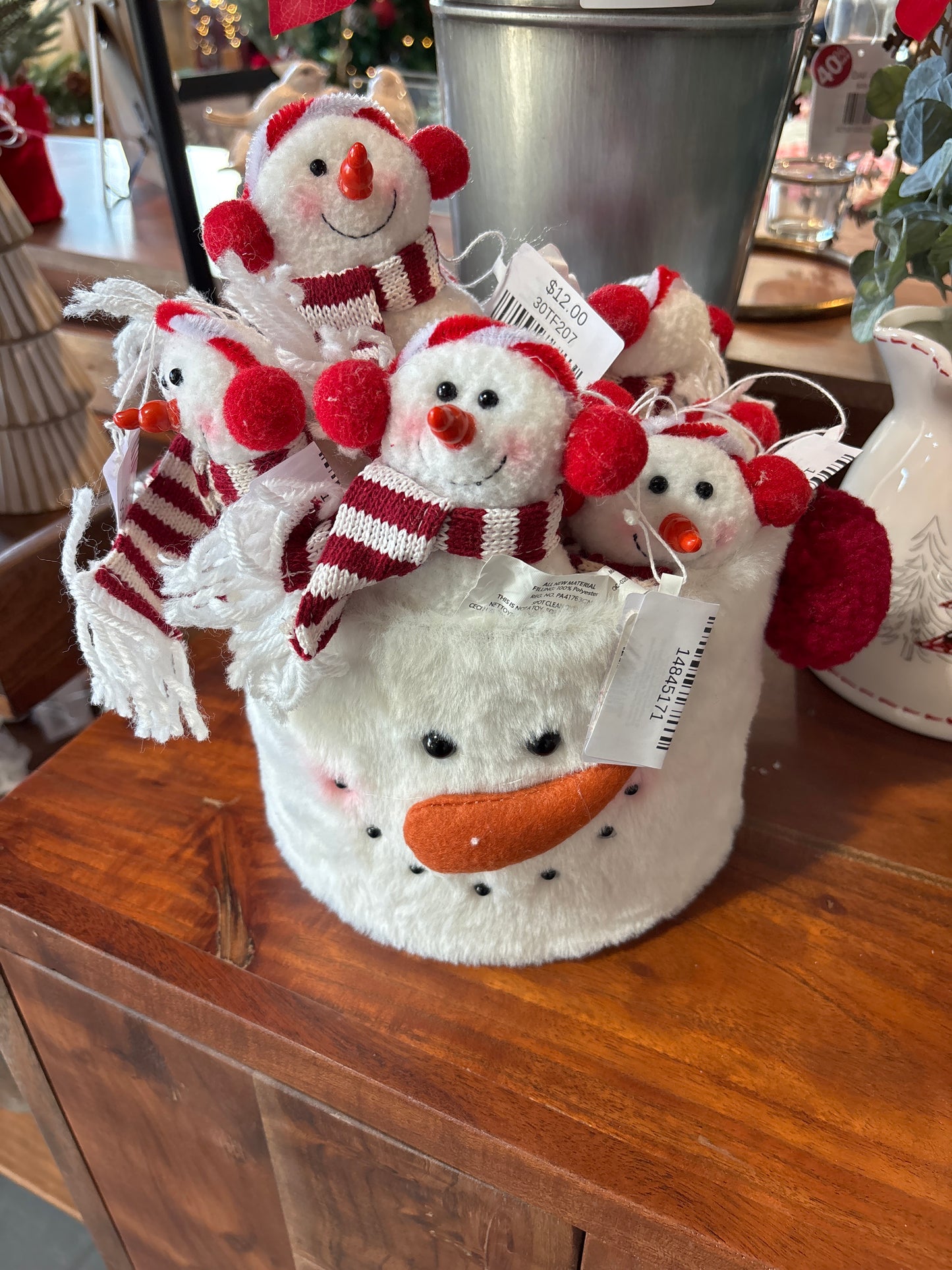 Fabric Snowman W/Earmuffs Ornaments