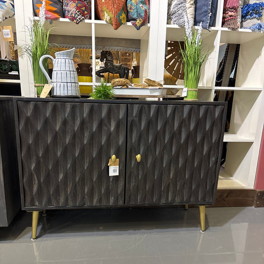 ADAMA - 2 Carved doors, wave pattern, sideboard