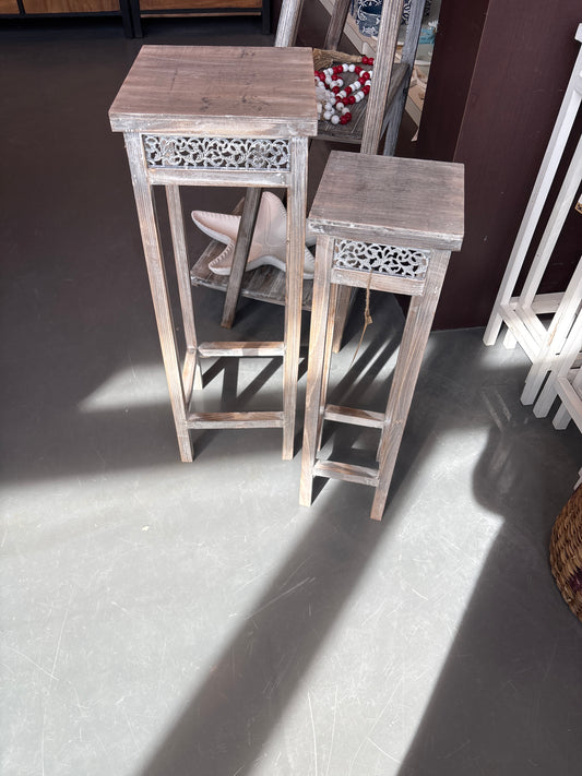 Distressed rustic Wood Flower Stands (Set of 2)