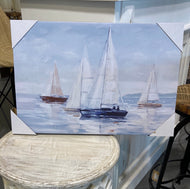 Colourful sailboats at sea painting (16 x 24)