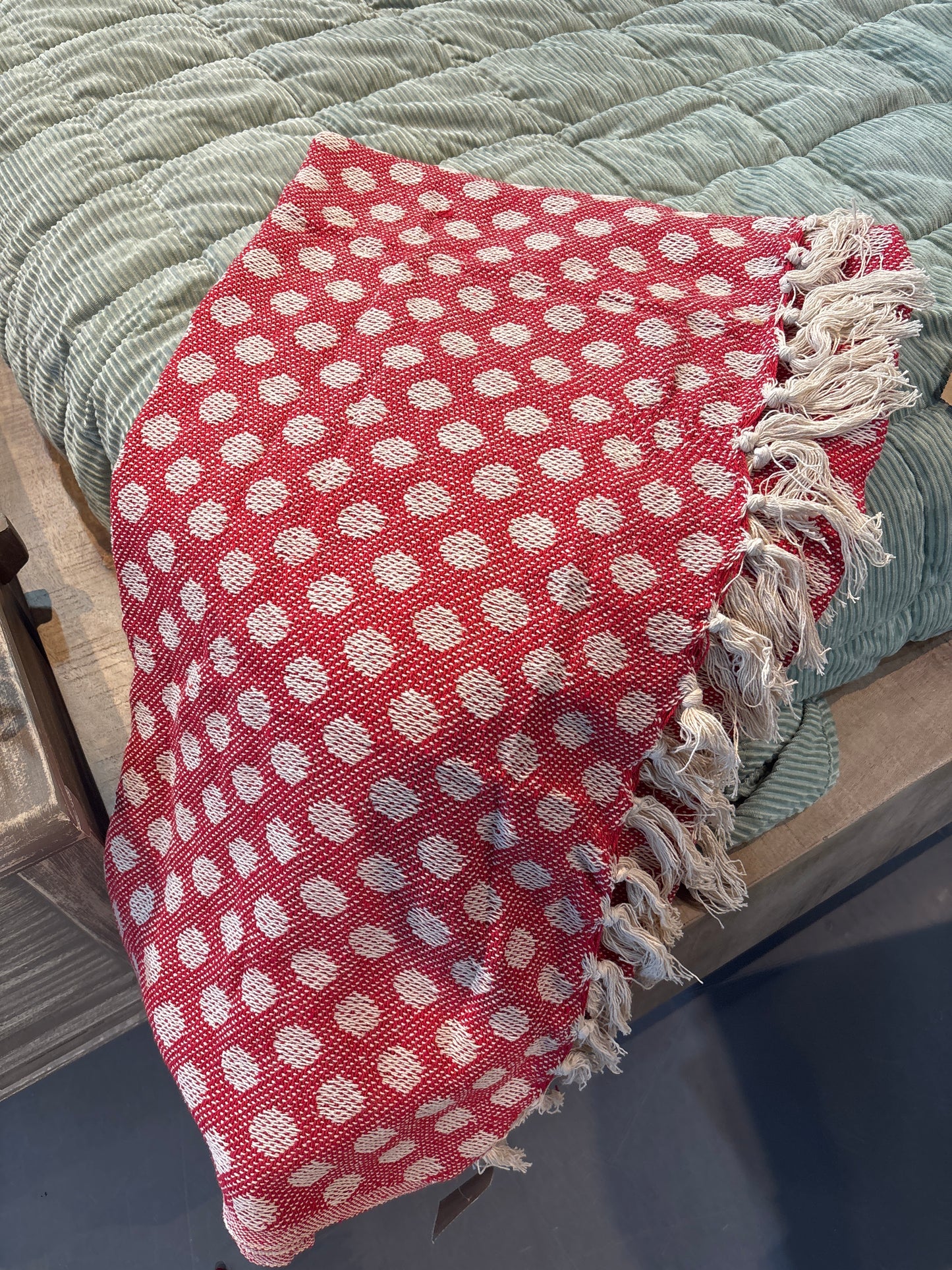 Red White Dot Christmas Throw