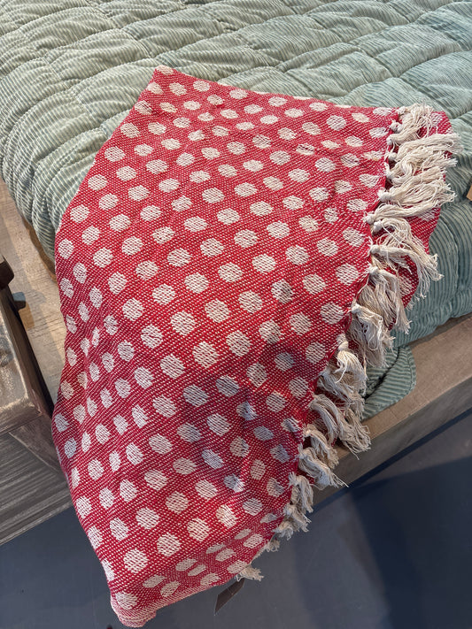 Red White Dot Christmas Throw