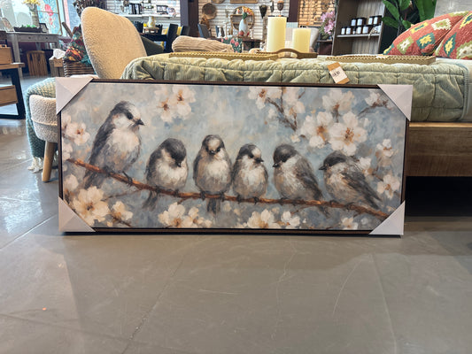 6 Birds Sitting On A Blossom Branch