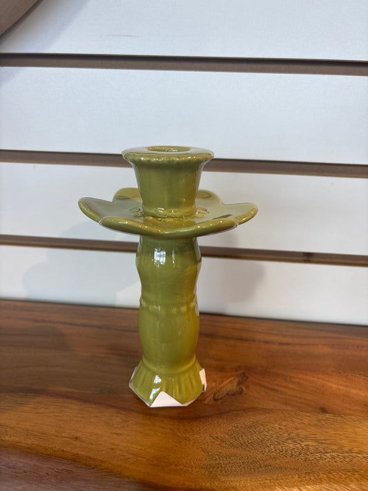 Sage Green Flower Candle Holder S