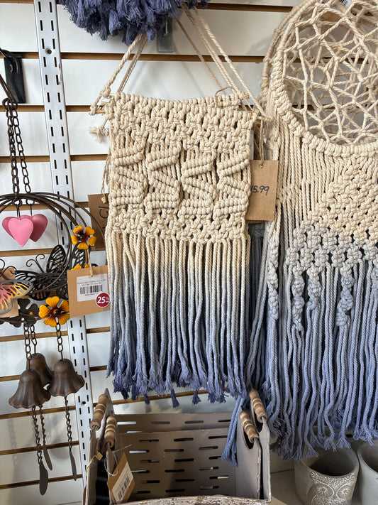 Tie-Dye blue hanging macrame