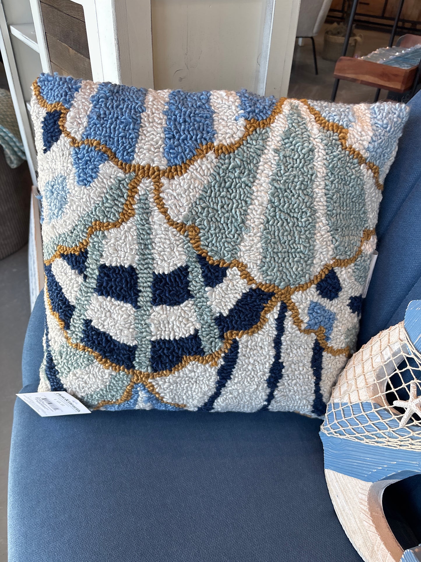 Blue Coastal Shells Pillow
