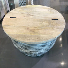 Load image into Gallery viewer, Nella Round white wash storage Coffee Table
