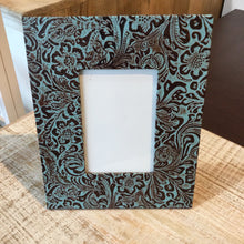 Load image into Gallery viewer, Turquoise leather embossed photo Frame
