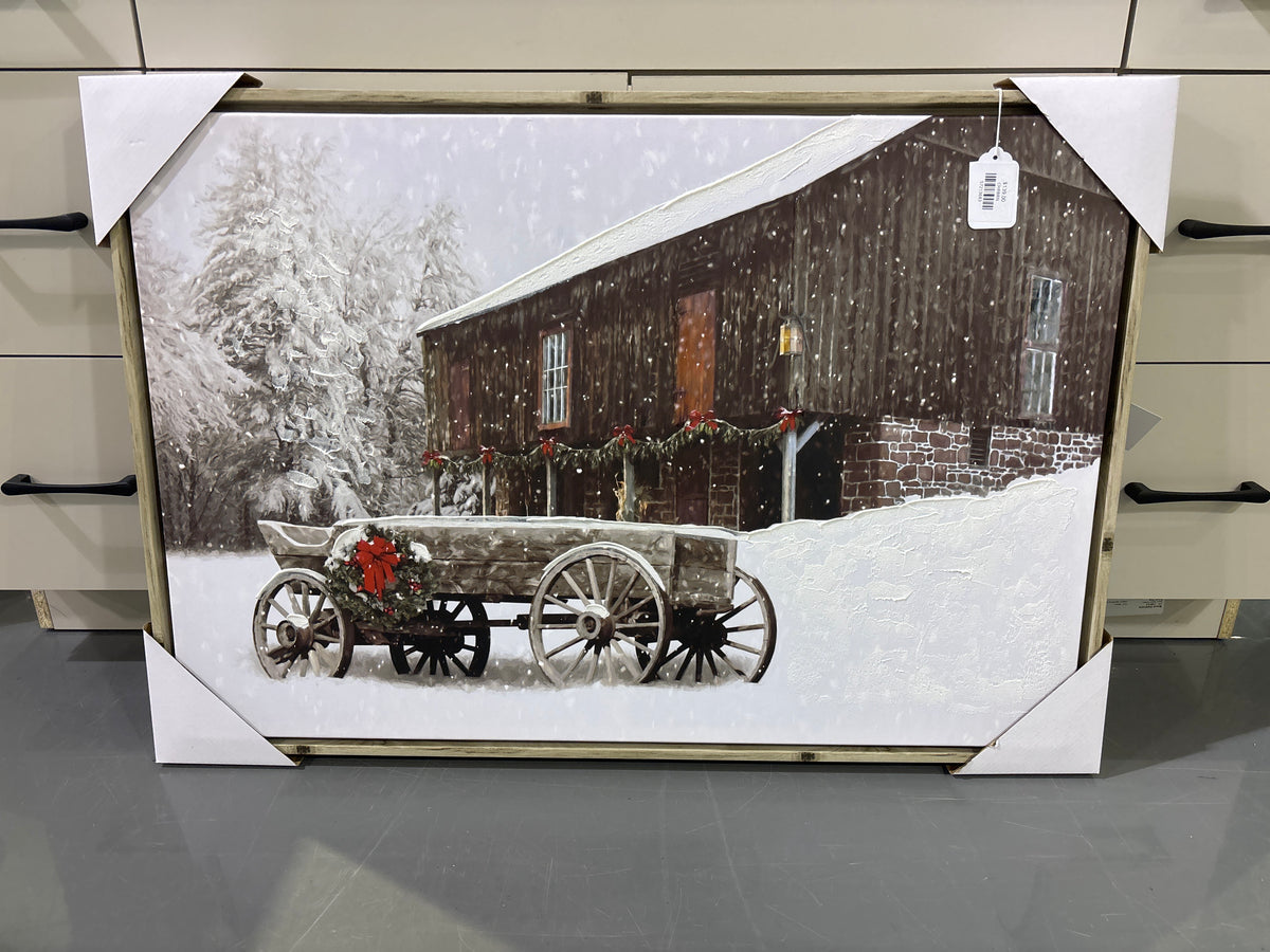 Snowy Christmas Barn Framed Wall Art