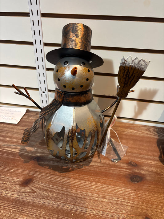 Candle Holder Silver Snowman