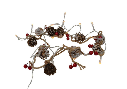 light string pinecones/berries
