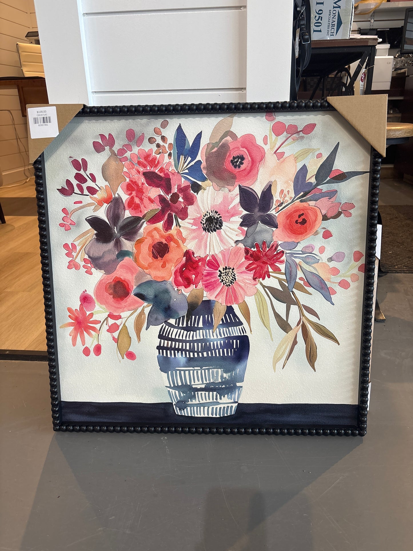Flowers Vase dotted black frame