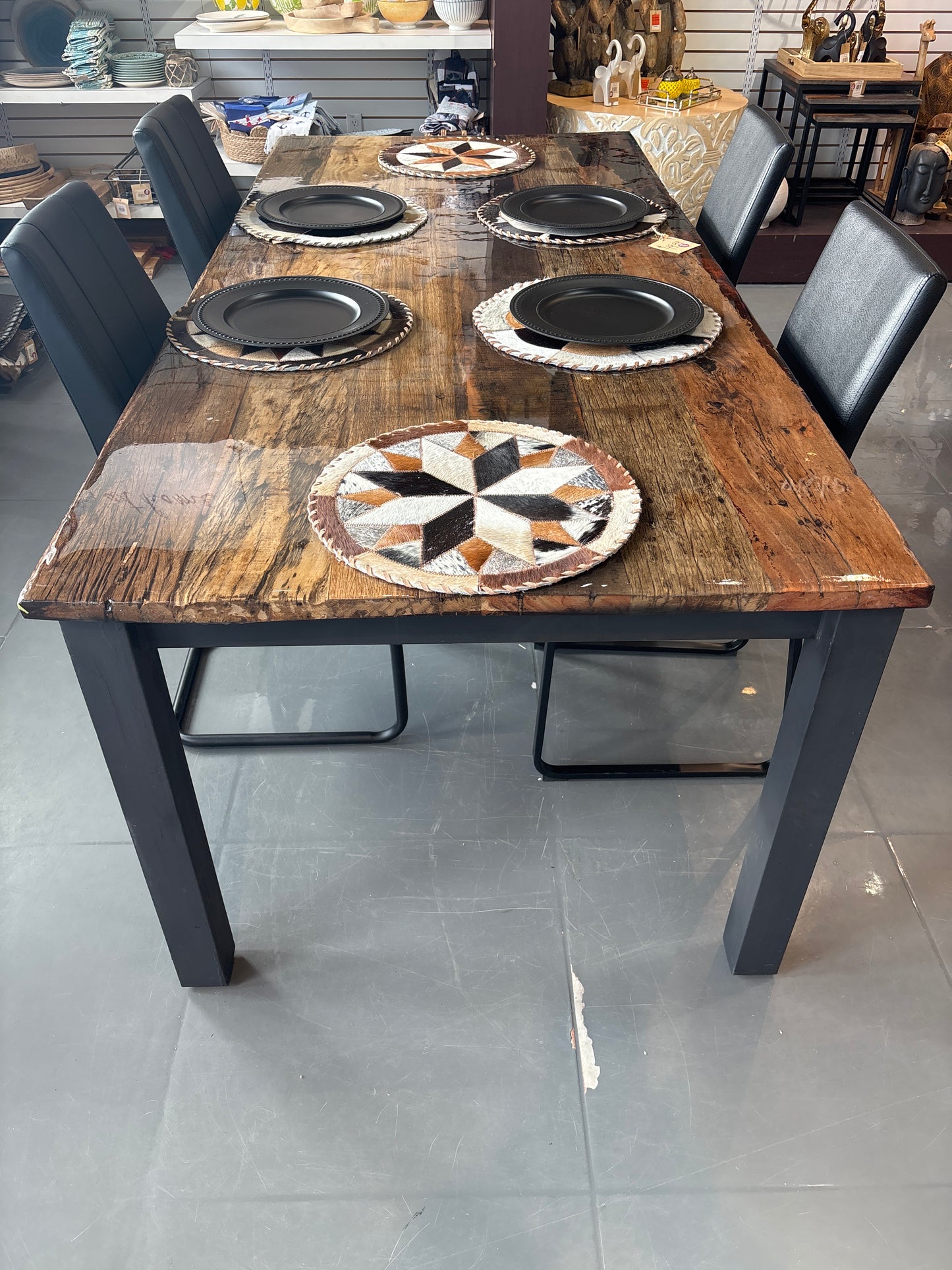 87 inch Russet Reclaimed wood Dining Table/Resin Top