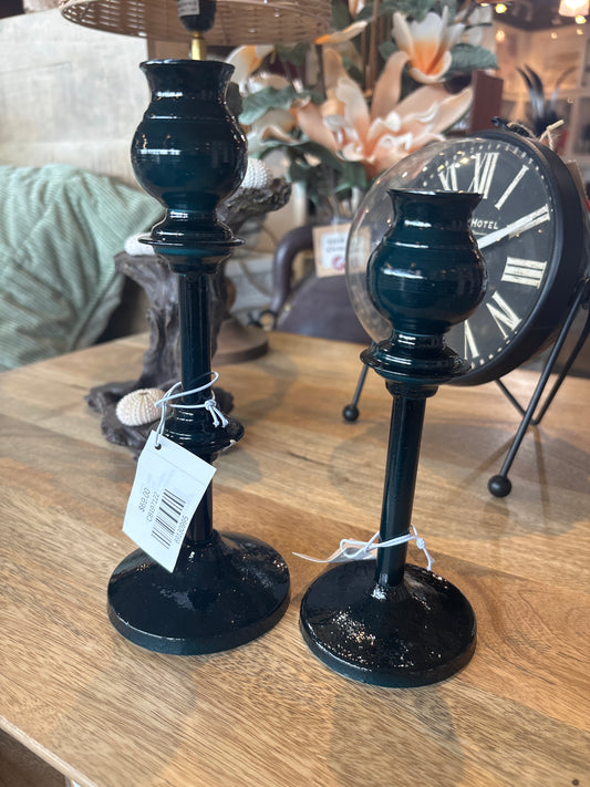 Set of 2 Black Candle Holders