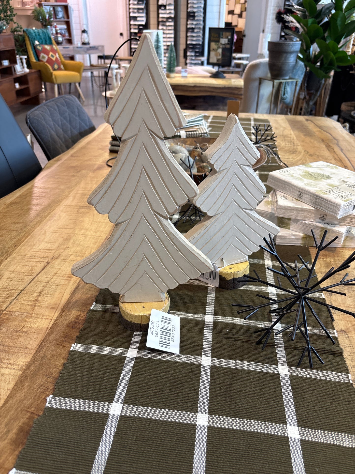 Fir White Carved Tree L