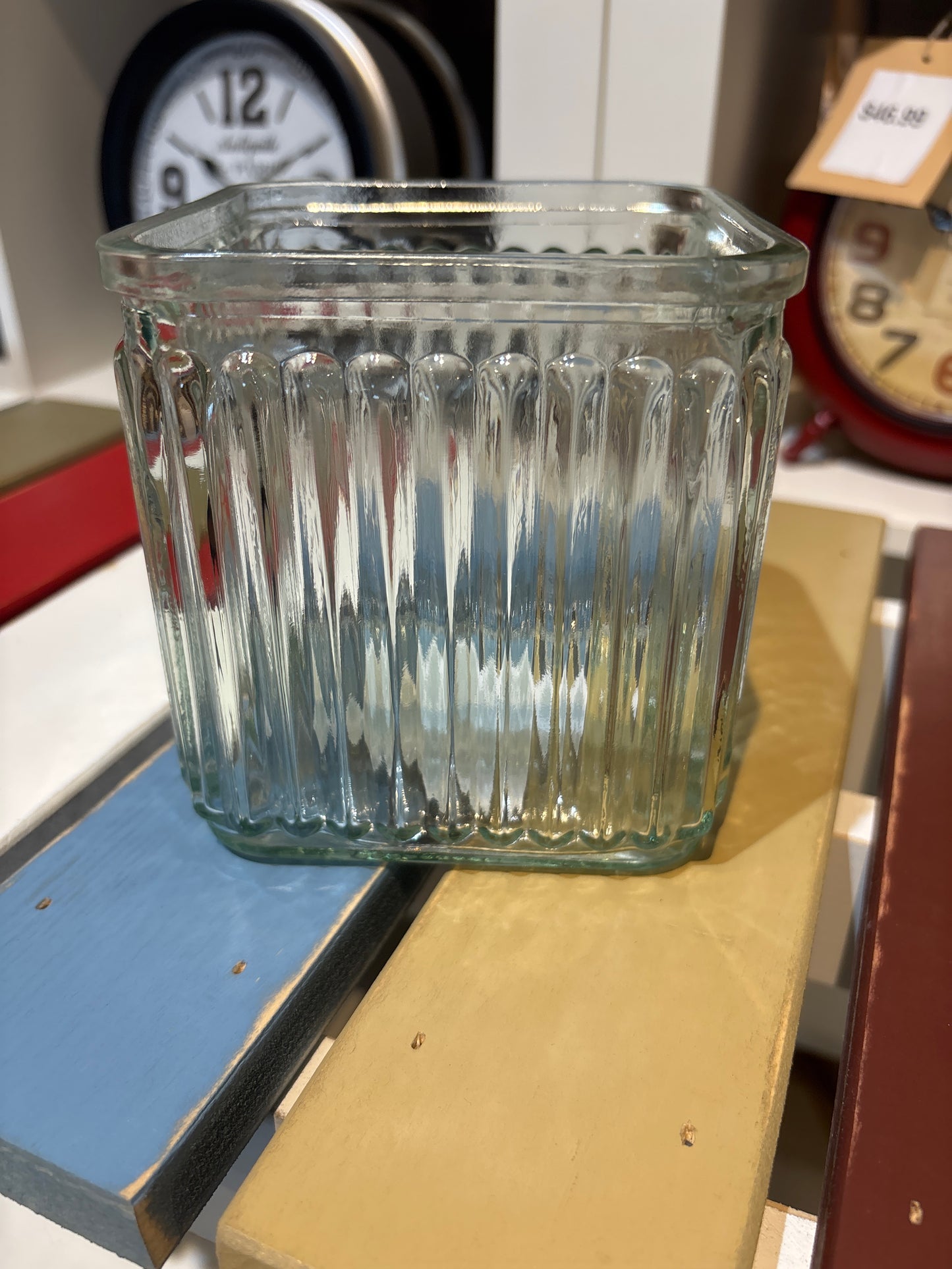 Parallel Lined Square Glass Vase