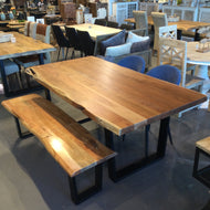 Natural 72 inch Desa live edge acacia wood dining table black U legs