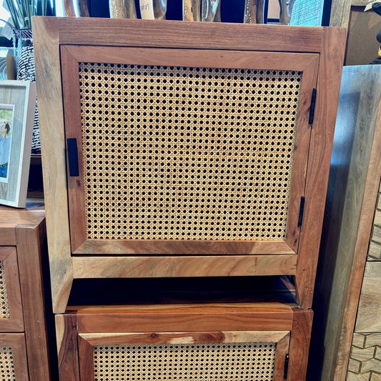 Sarah Cane and Acacia wood nightstand