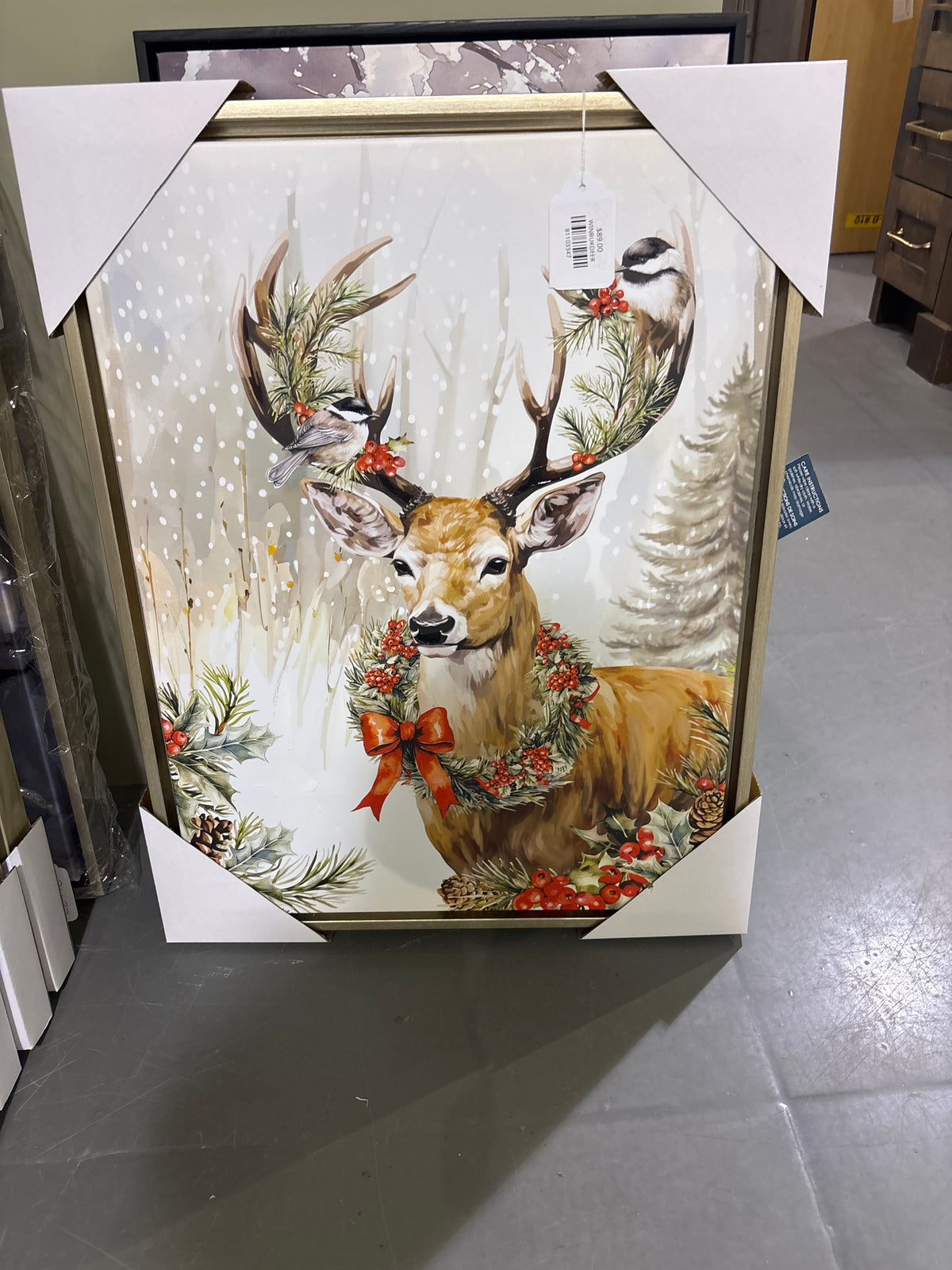 Winter Buck & Chickadees Frame