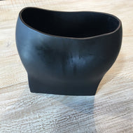 Matte Black Dented Ceramic Vase