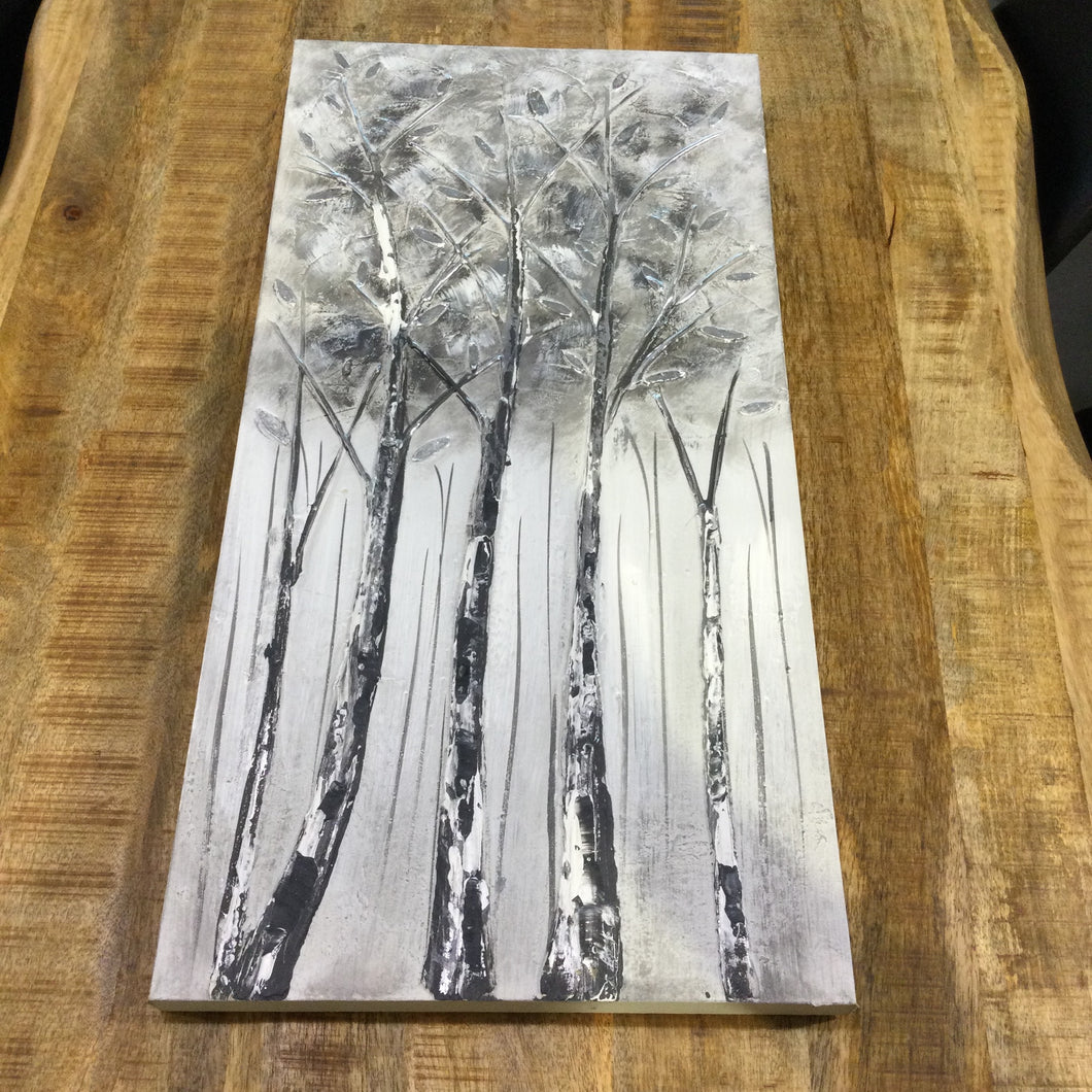 Silver 3D tree painting