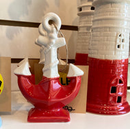 Ceramic anchor red-white accent decor