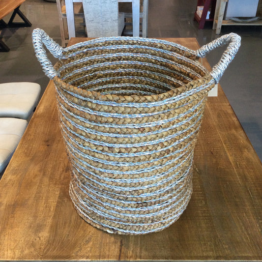 Wicker Storage Baskets with Silver embroidery