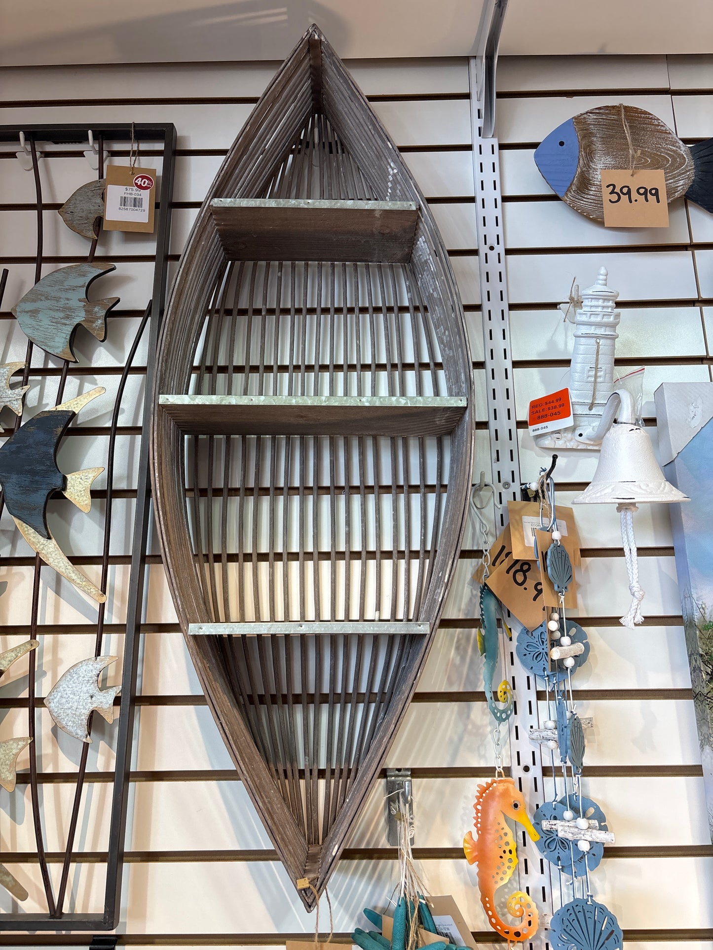 Wooden Decorative Boat Wall Shelf