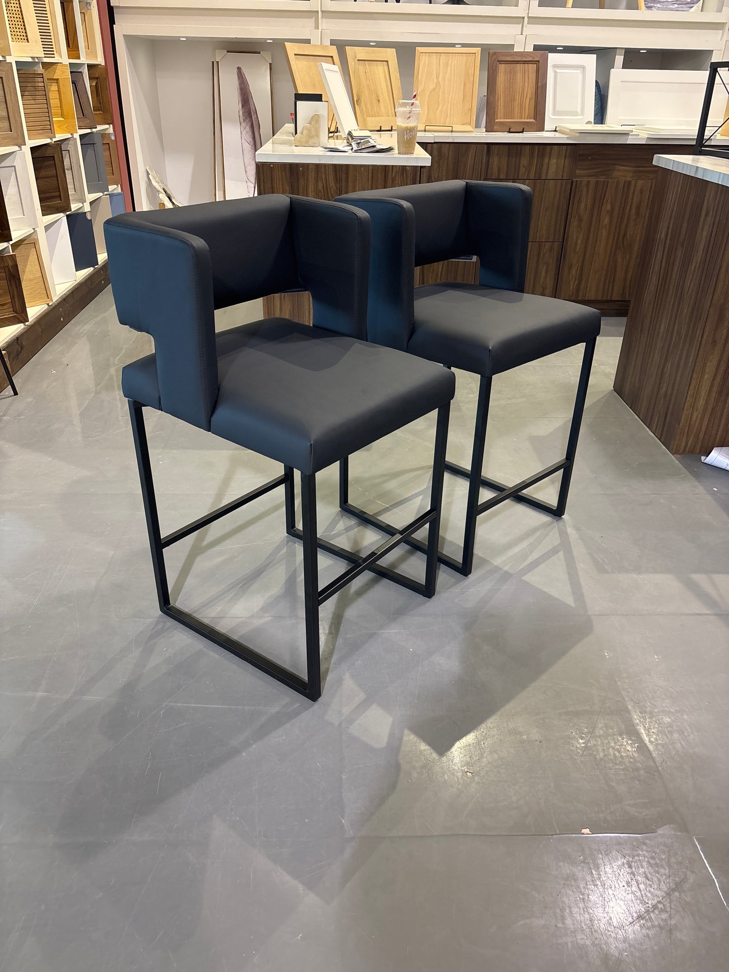 36'H Black Counter Height Stool Set of 2