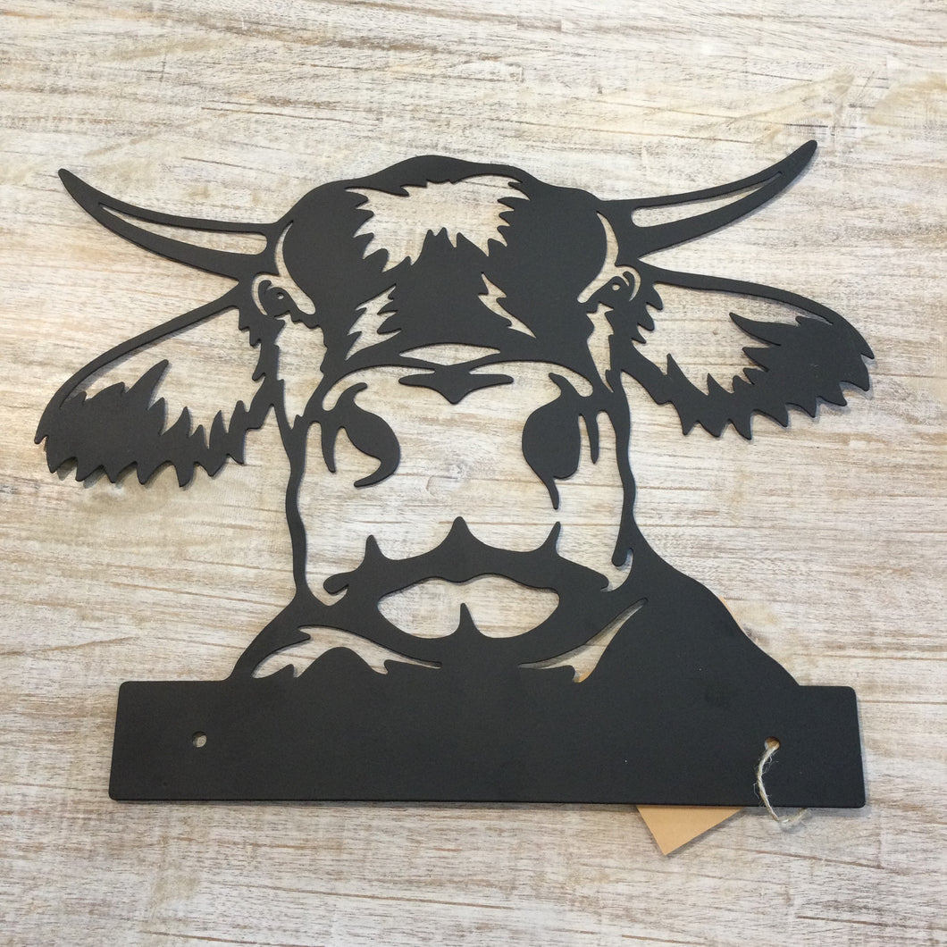 Serious Cow Metal Wall Art