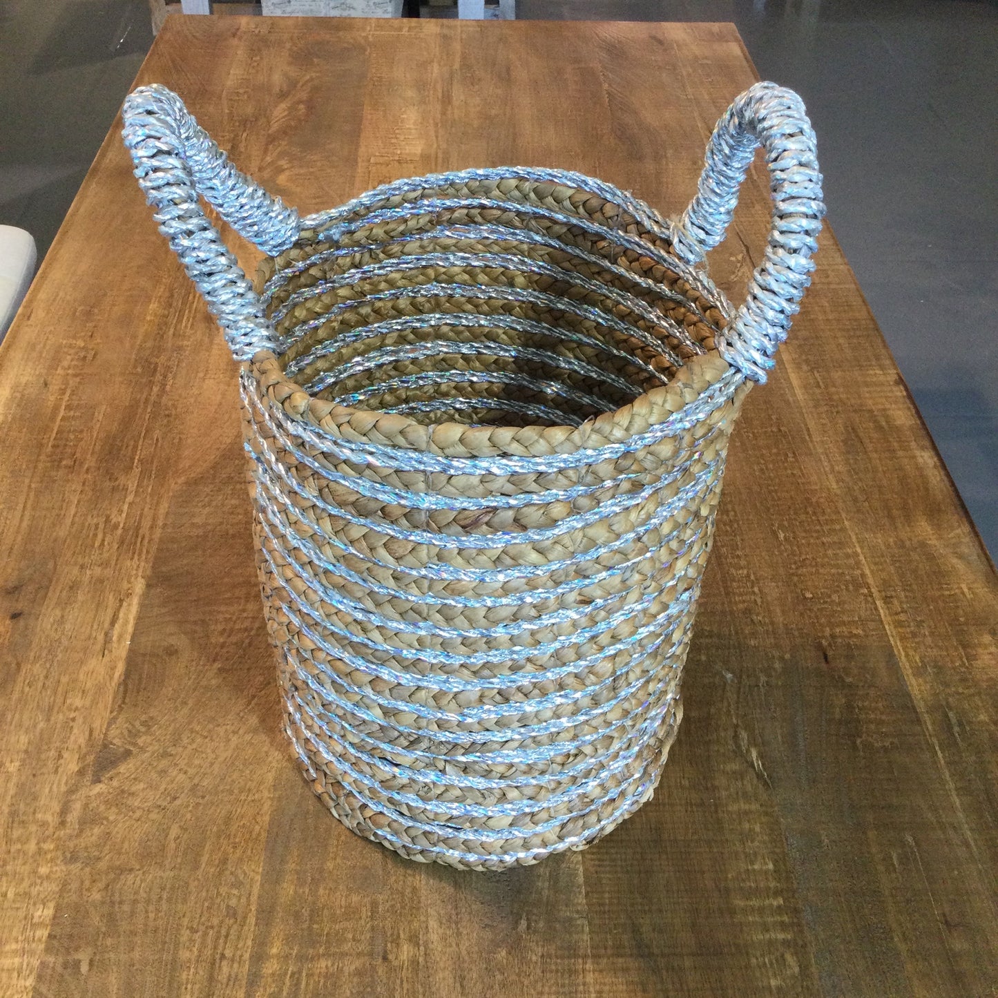 Wicker Storage Baskets with Silver embroidery