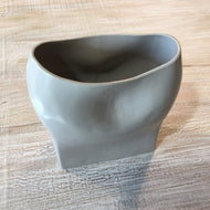 Matte Grey Dented Ceramic Vase