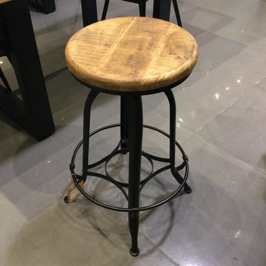 Adjustable Mango Wood Industrial Stool