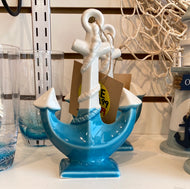 Ceramic anchor blue-white accent decor