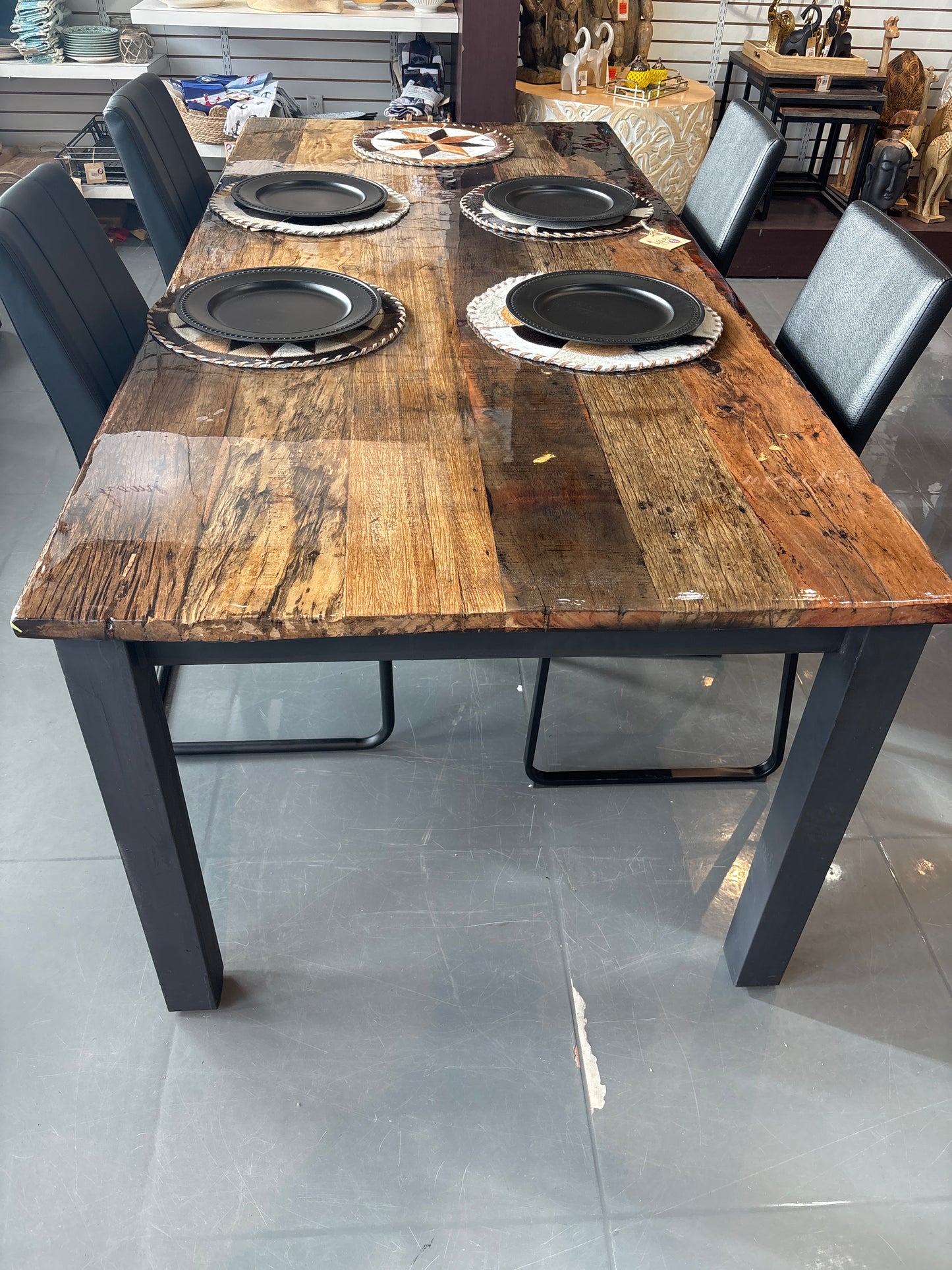 87 inch Russet Reclaimed wood Dining Table/Resin Top