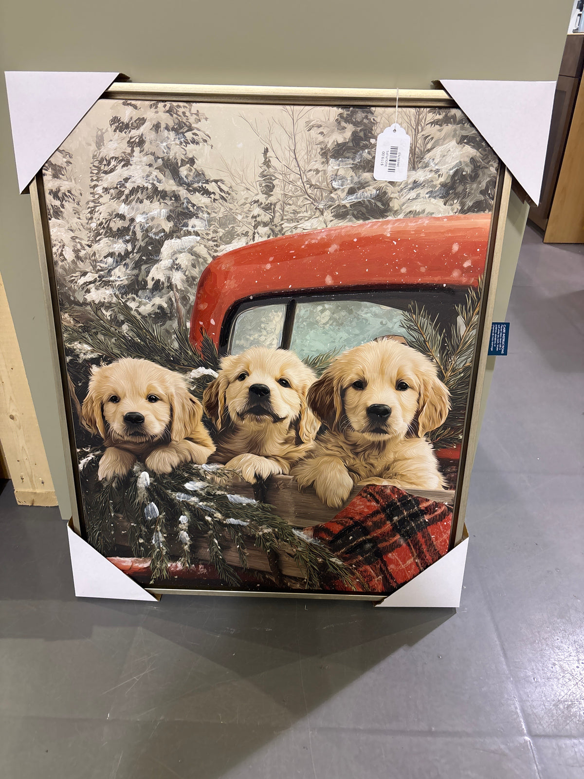 Golden Retriever Puppies Christmas Art