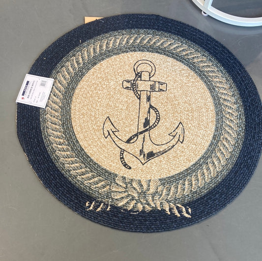 Braided Rug 30" Round - Anchor Print