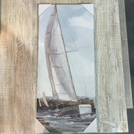Sailboat canvas painting 16 x 35
