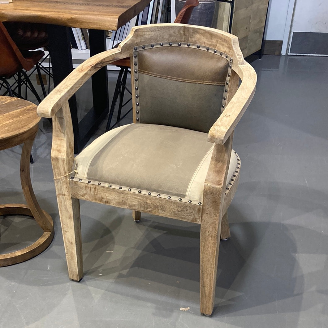 Mango wood and canvas Accent arm chair