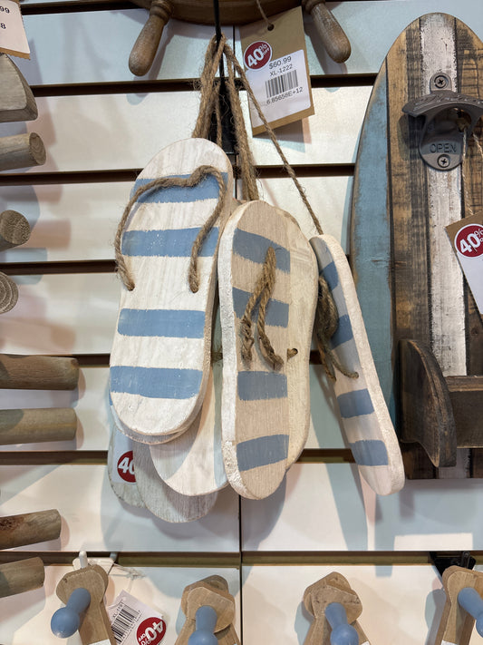 hanging wooden flip flop decor
